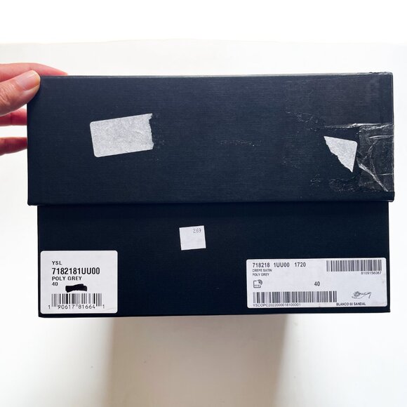 Saint Laurent Blanco 60 Sandal Mae Slip On Mule Poly Grey Size EU 40 US 10 NEW - Picture 8 of 16
